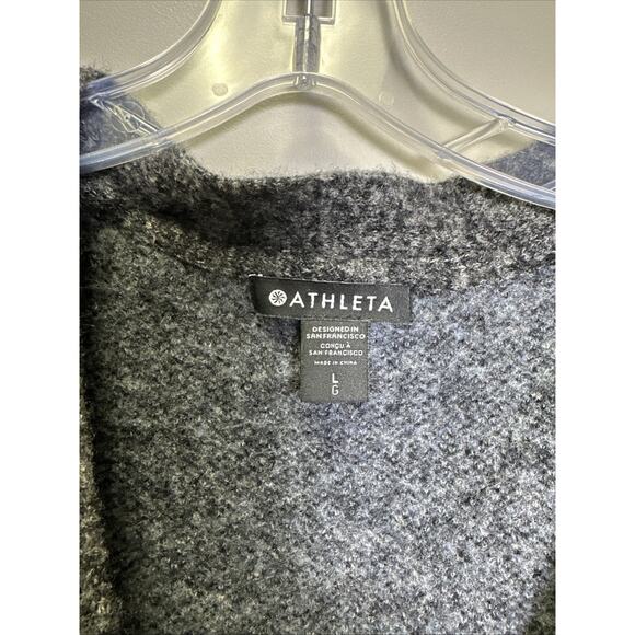 Athleta Westlake Textured Cardigan Sweater Womens L Fog Camo Cool Comfy Preppy‎ - Picture 3 of 8